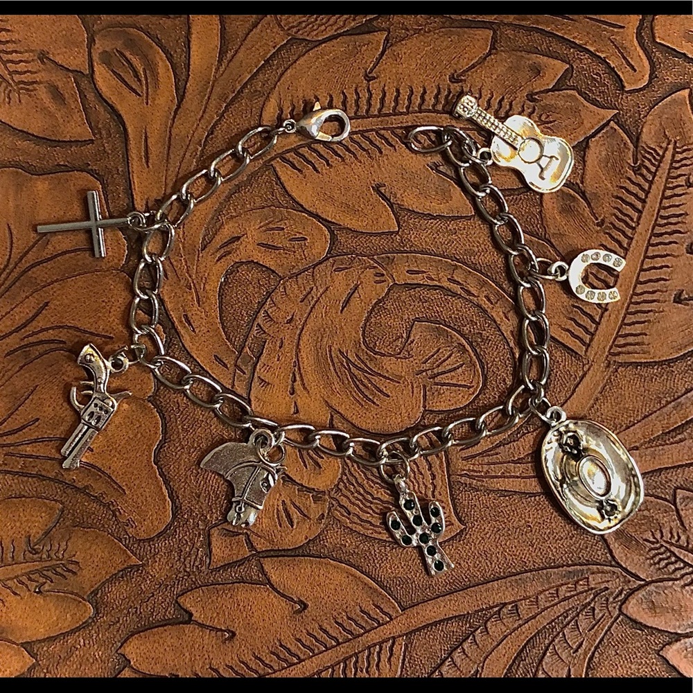 Silver Western charm bracelet